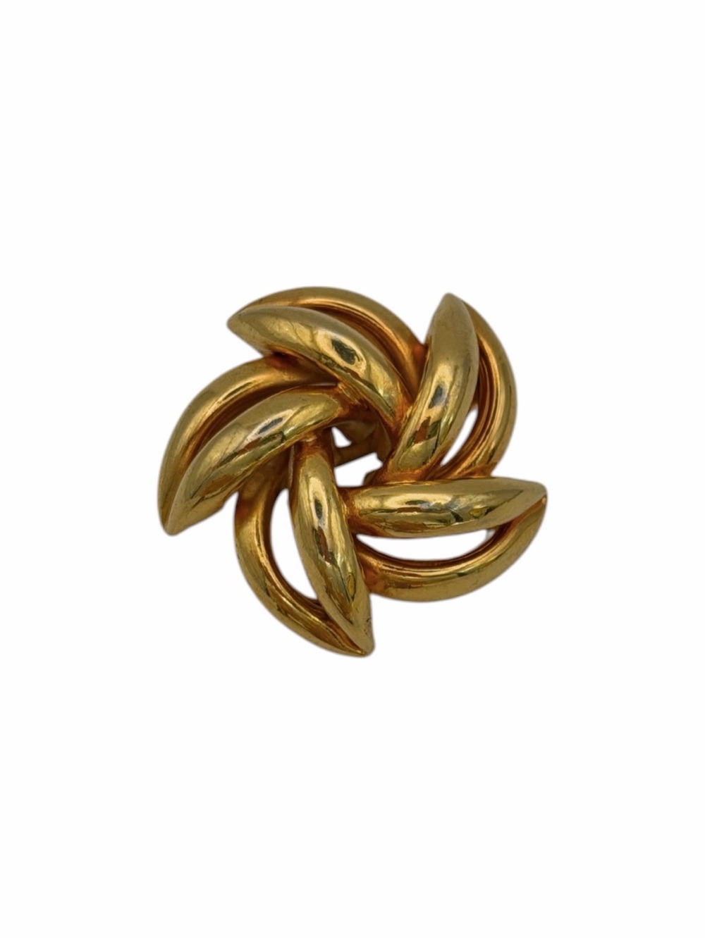 Vintage Gold Tone Pinwheel Swirl Brooch Abstract Modernist Knot Statement Pin
